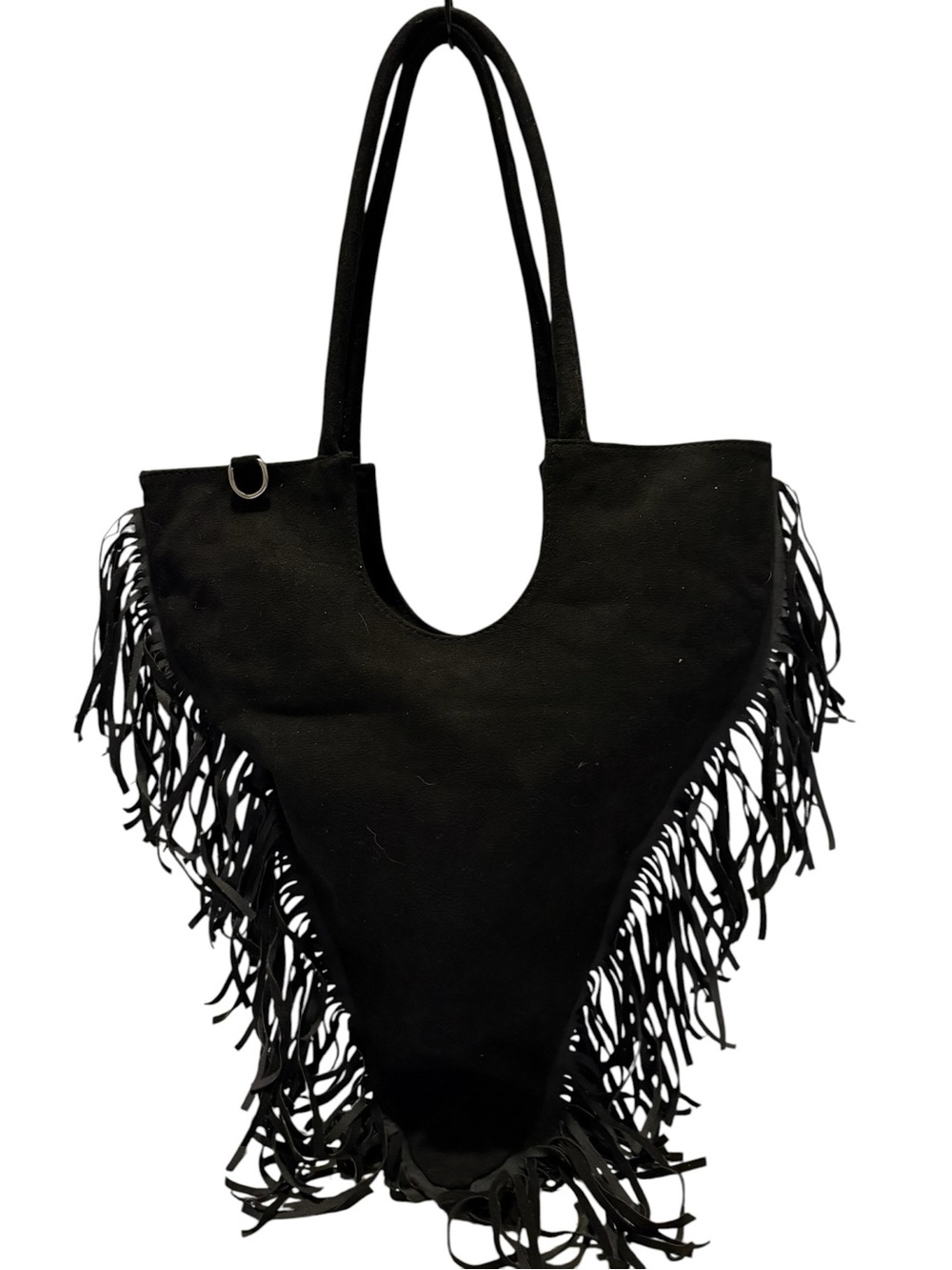 Fringe and Rhinestone Decor Triangle Shoulder Tote Bag. - Picture 3 of 8